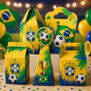 KIT PERSONALIZADO PARA FESTA BRASIL COPA DO MUNDO - KIT CAIXAS PERSONALIZADAS BRASIL