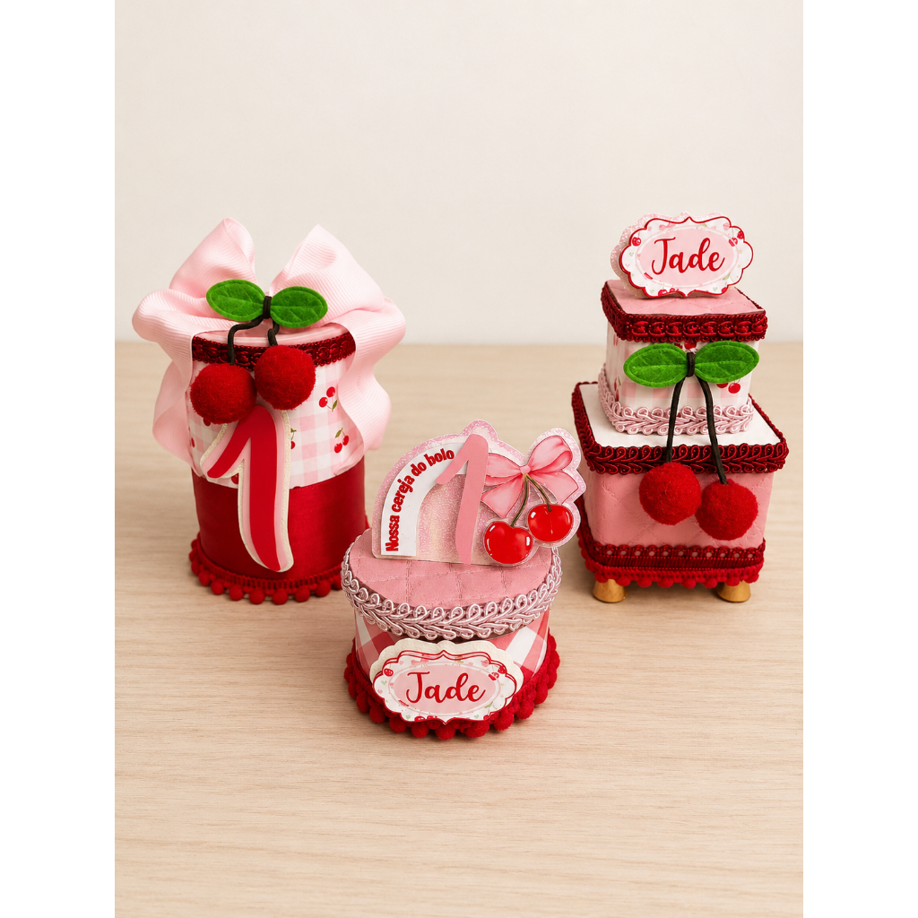 Lembrancinha Personalizada Luxo Fim De Aniversario Cerejinha 5/10/15 Cofrinhos Caixinhas todos temas