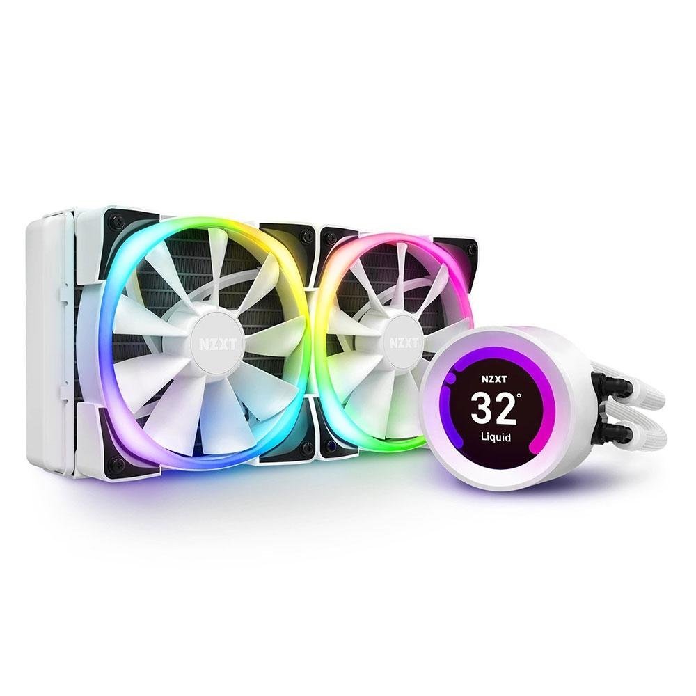Water Cooler NZXT Kraken Z53, RGB, Fans de 240mm, com Display LCD, Branco - RL-KRZ53-RW