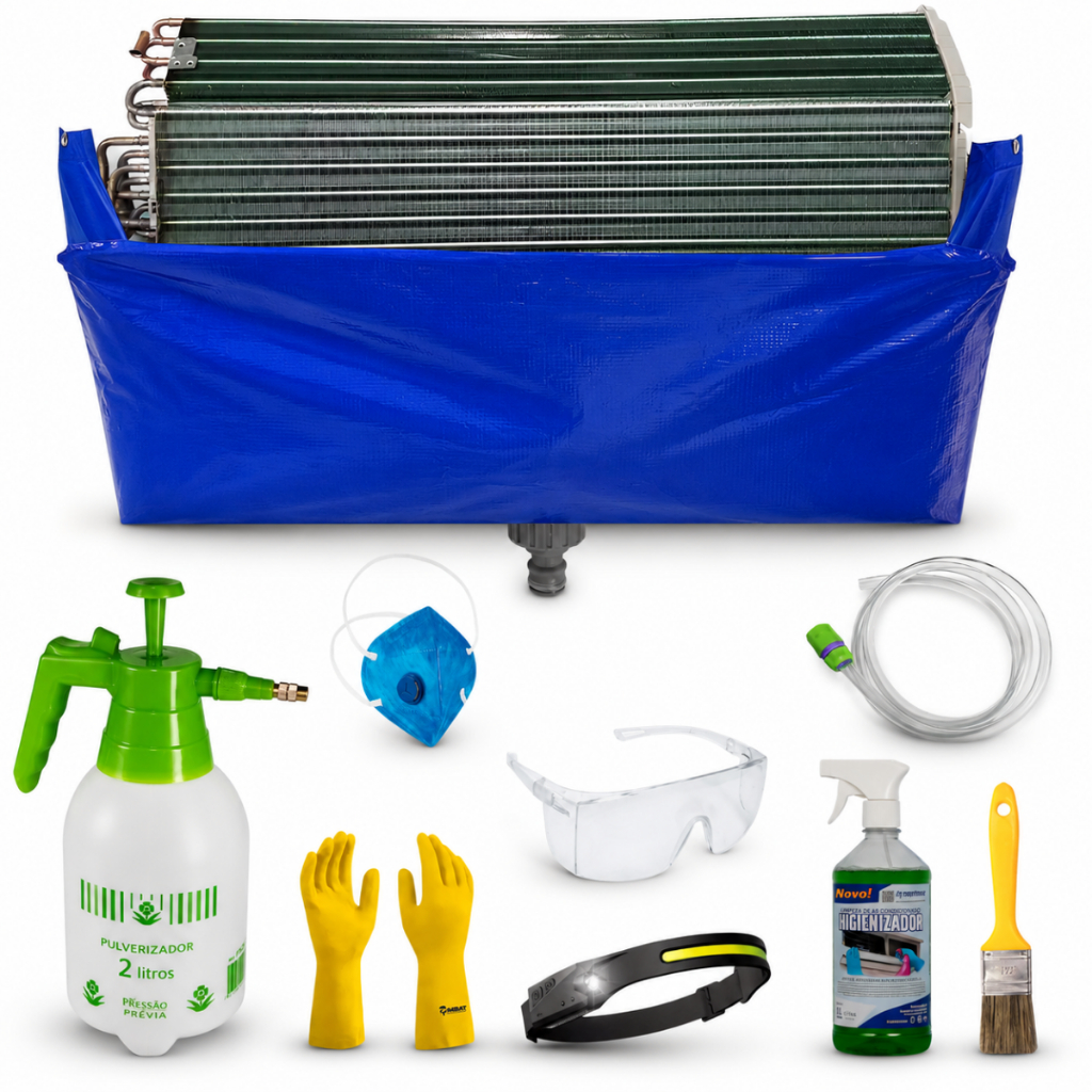 Kit Para Limpeza Ar Condicionado Split + Bolsa Coletora Até 24000 Btus + Pulverizador 2L
