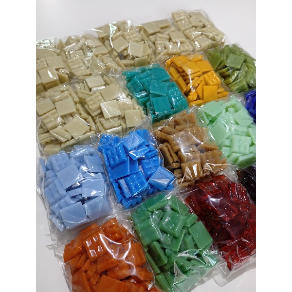 Kit 1000 pastilhas vidro para mosaico tam:1,5cmx1,5cm Lisa 2 -14 cores.