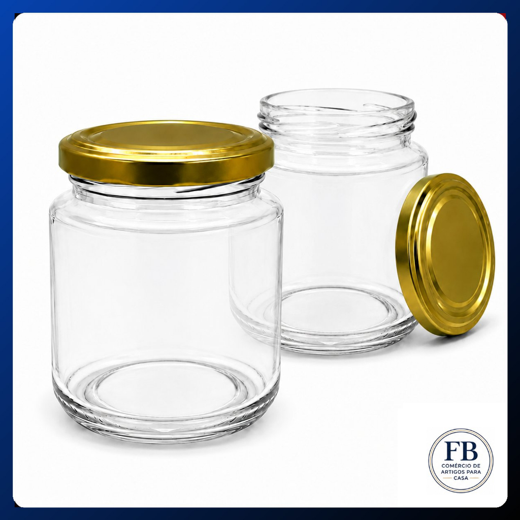 Kit 24 Potes de Vidros 240ml Tampas Metálicas Para Geleias Doces  Conservas - Nadir Belem