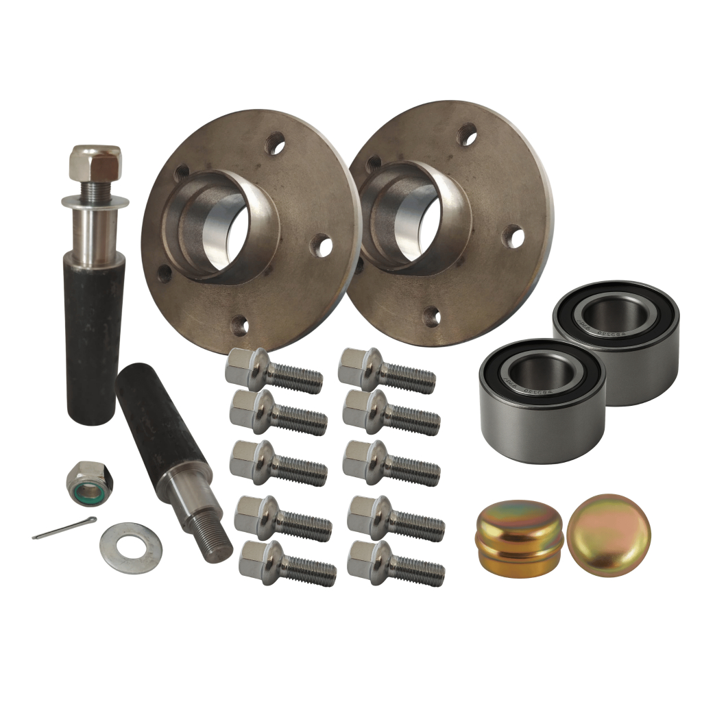 Par de Cubo Completo Vw 5x100 P/ Carretinha Reboque com Ponta de Eixo de 210mm
