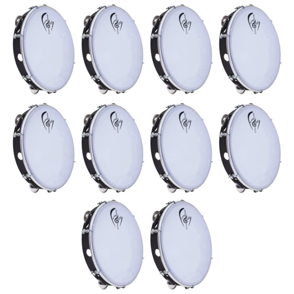 KIT ESPECIAL 10 PANDEIROS WEB MUSIC SHOP 10" PRETO PELE LEITOSA