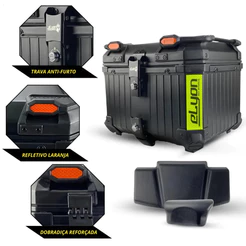Bauleto Moto Traseiro 45 Litros Com Base Universal + Encosto Passageiro