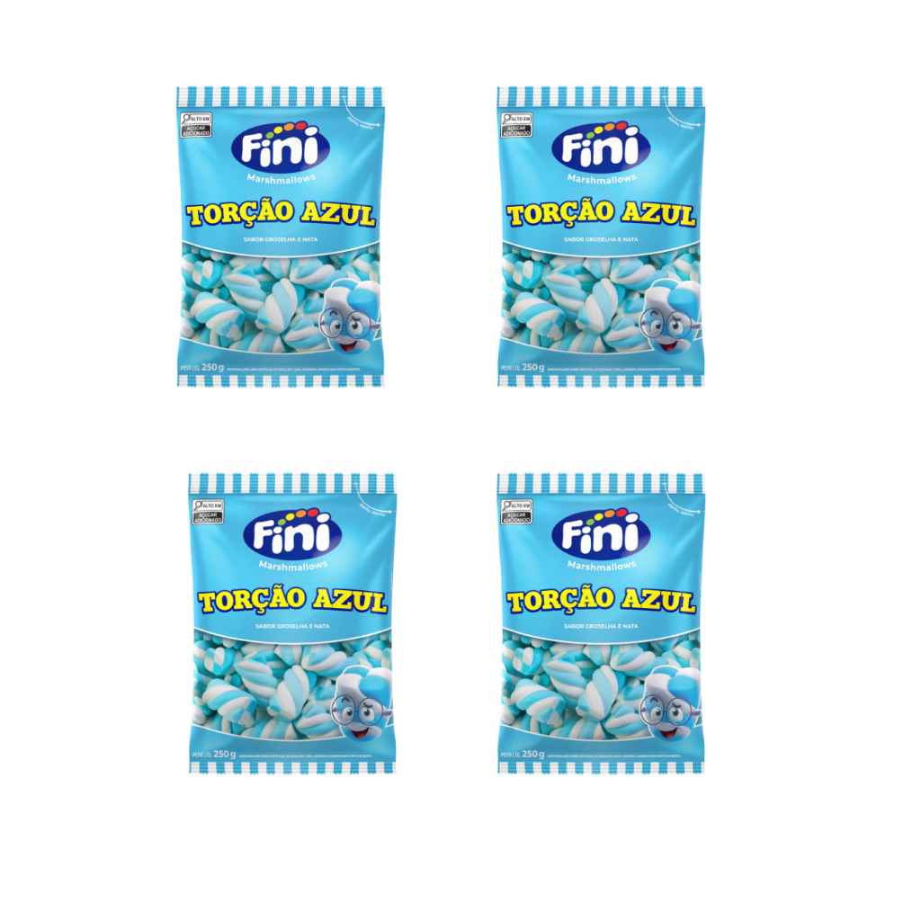 4 Unidades Marshmallows Fini Torção Azul 250g