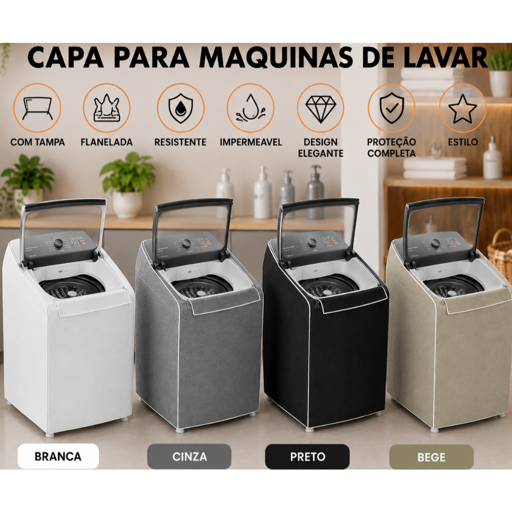 Capa Impermeável Maquina Lavar Todos Tamanhos Eletrolux Consul Brastemp Colormaq Alta Durabilidade