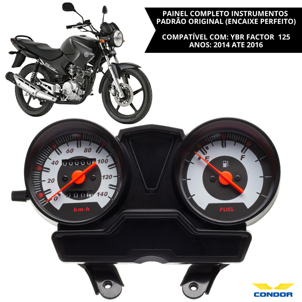 Painel Instrumentos Completo Yamaha YBR 125 Factor ED E K 2014 a 2016 Velocimetro Marcador Combustivel Condor