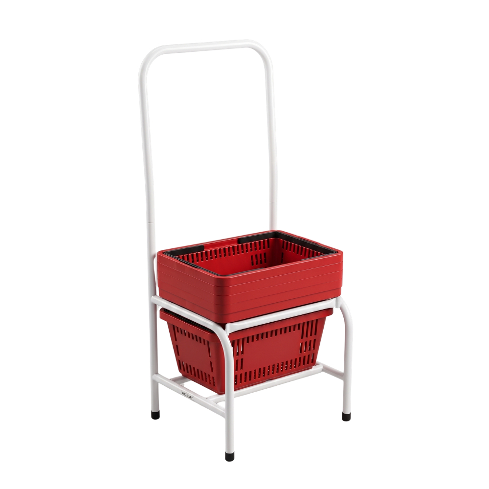 Suporte Para Cestas de Mercado Display Cestinha Para Compras + 10 Cestinhas de Mercado