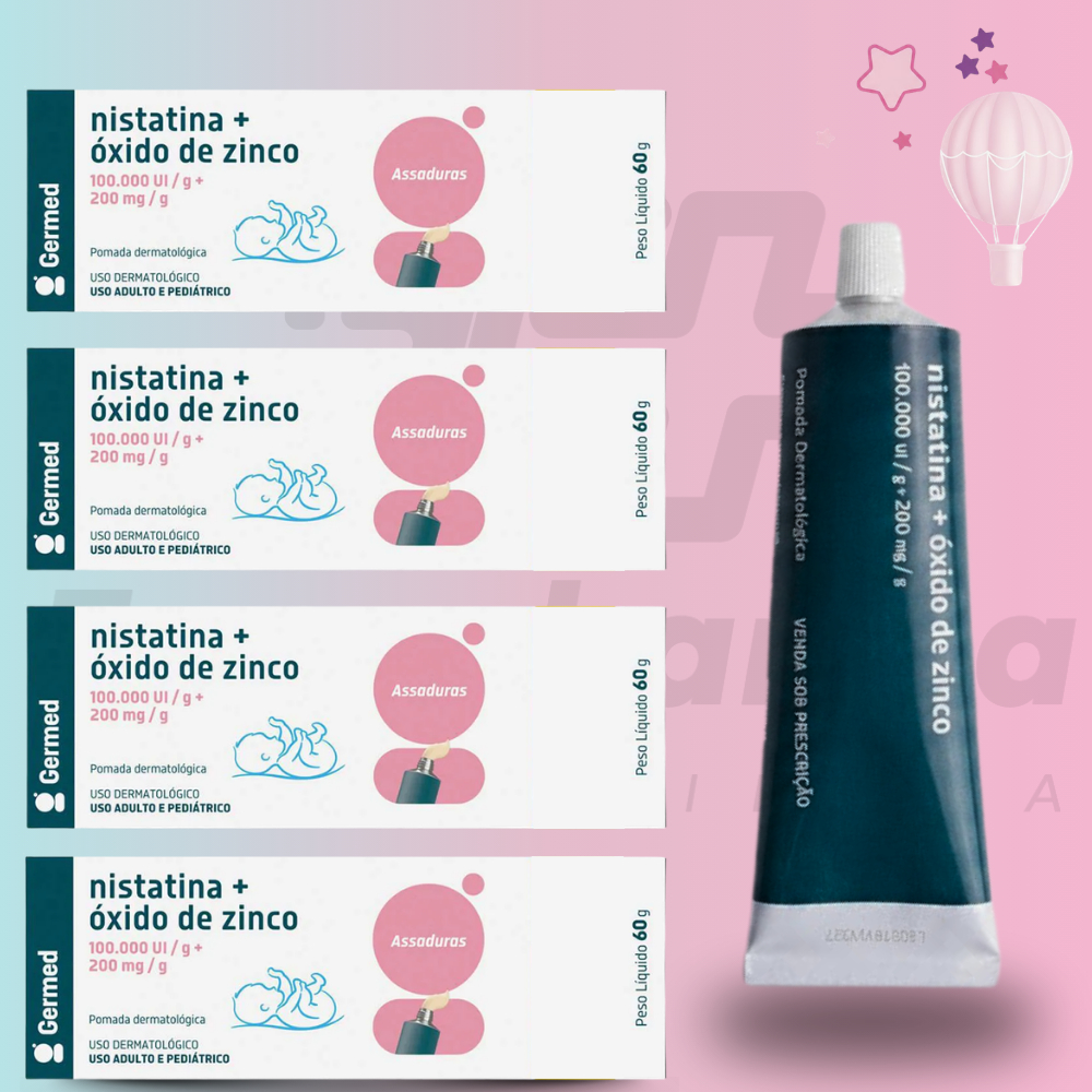 Kit C/4 Creme pomada para assadura com óxido de zinco bebê mãe criança idoso adulto pele saúde 60g
