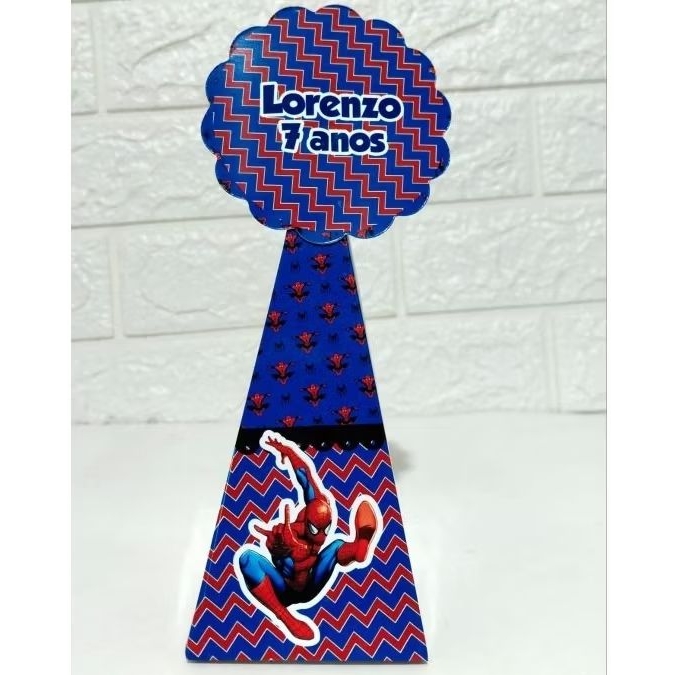 20 Caixinhas Pirâmide Cone Homem-Aranha Personalizada com Nome e Idade - Lembrancinha Festa Infantil