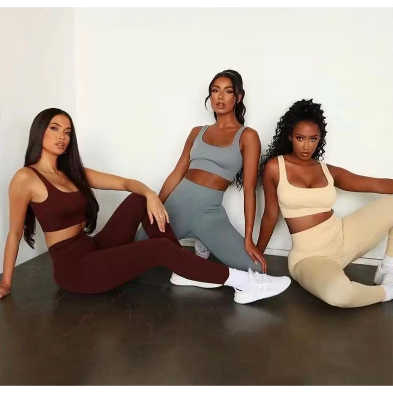 Calça Legging Canelada de Cintura Alta Sem Costura para Academia Feminina, Elástica, Esportiva e Fitness