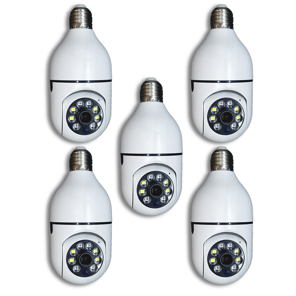 Kit 5 Camera Ip Segurança Lampada Panoramica Rastreio Wifi Espia Orbitronic