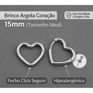 Brinco formato de coração /aço inoxidável