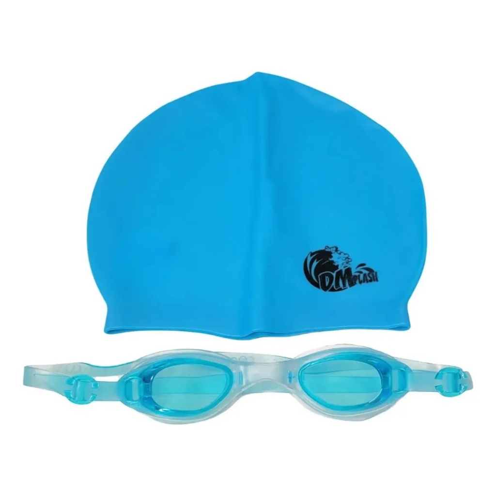Kit De Natação Infantil Com Touca Silicone Óculos Antiembaçante Para Piscina Treino Iniciante Lazer