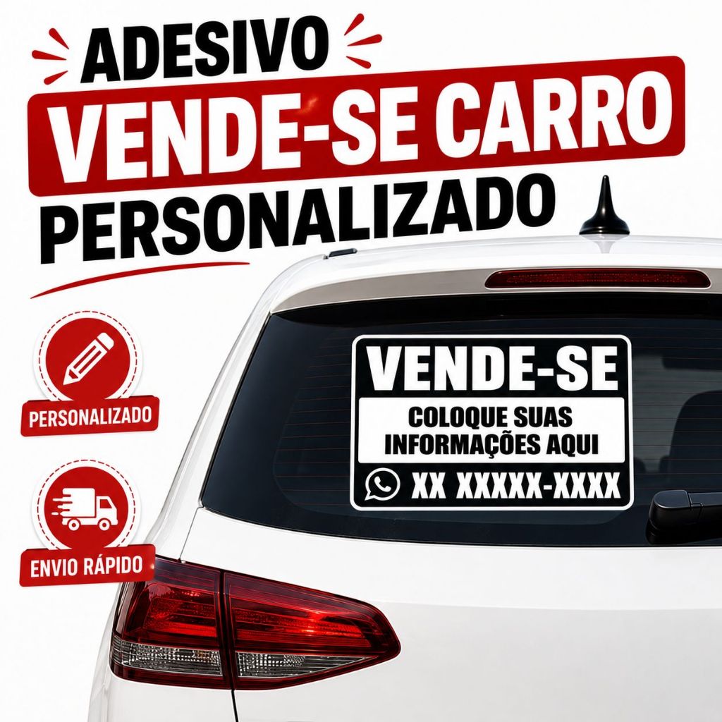 Adesivo Personalizado Vende-se Carro Suas Informações Fácil Instalação