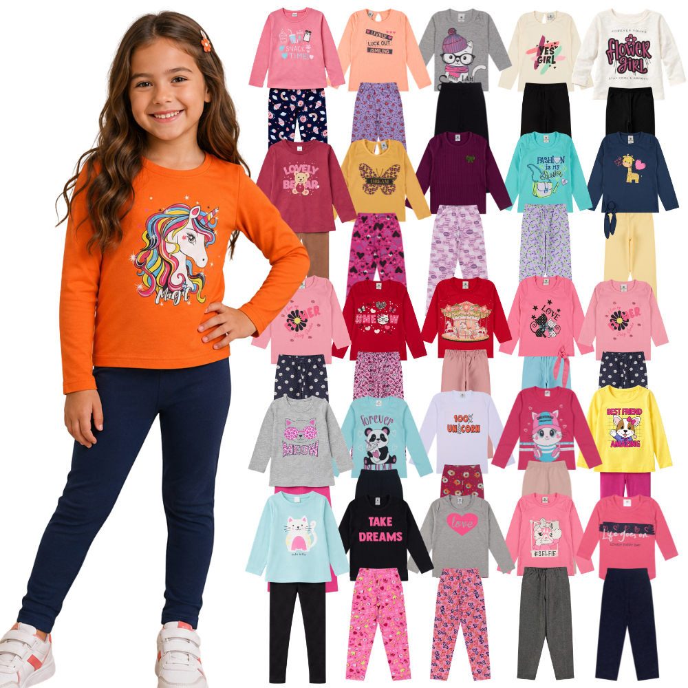 Conjunto Meia Estação Infantil Menina | Tamanhos 1 ao 10 Anos | Kit Roupa Infantil Menina Meia Estação Inverno Frio