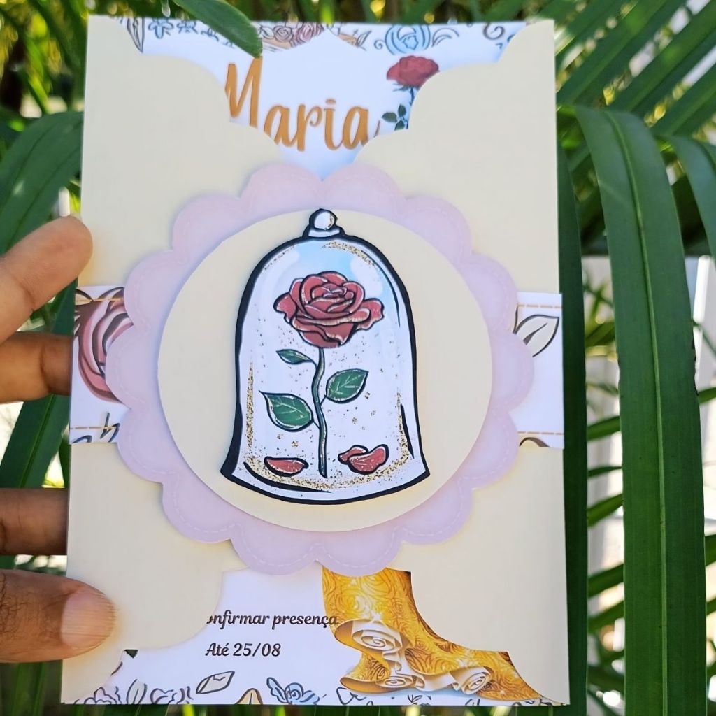 convite   personalizado bela e a fera convite de aniversario a bela e a fera. convite bela festa aniversário.