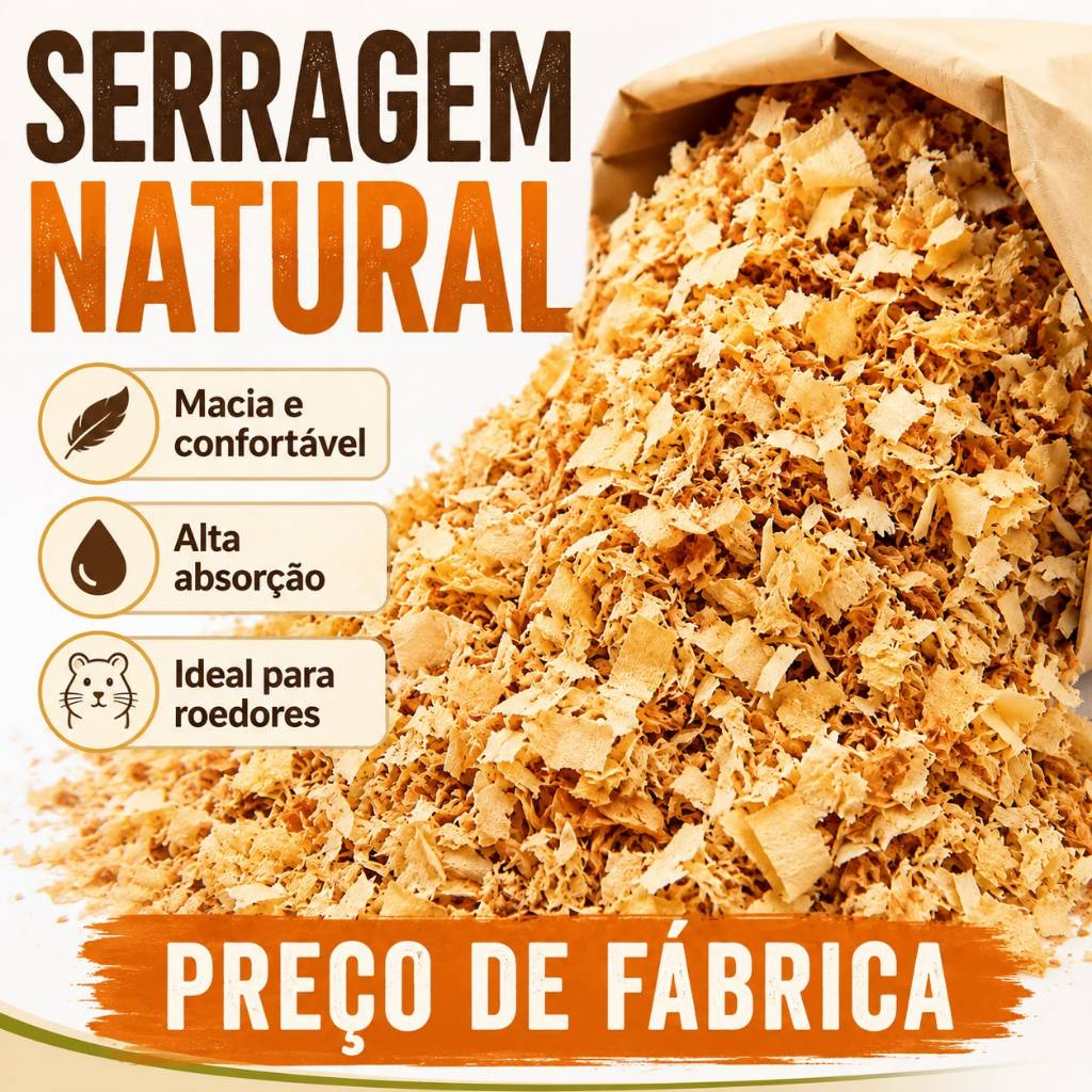 Serragem de Madeira 100% Natural para Adubação, Compostagem e Cama de Animais 70g