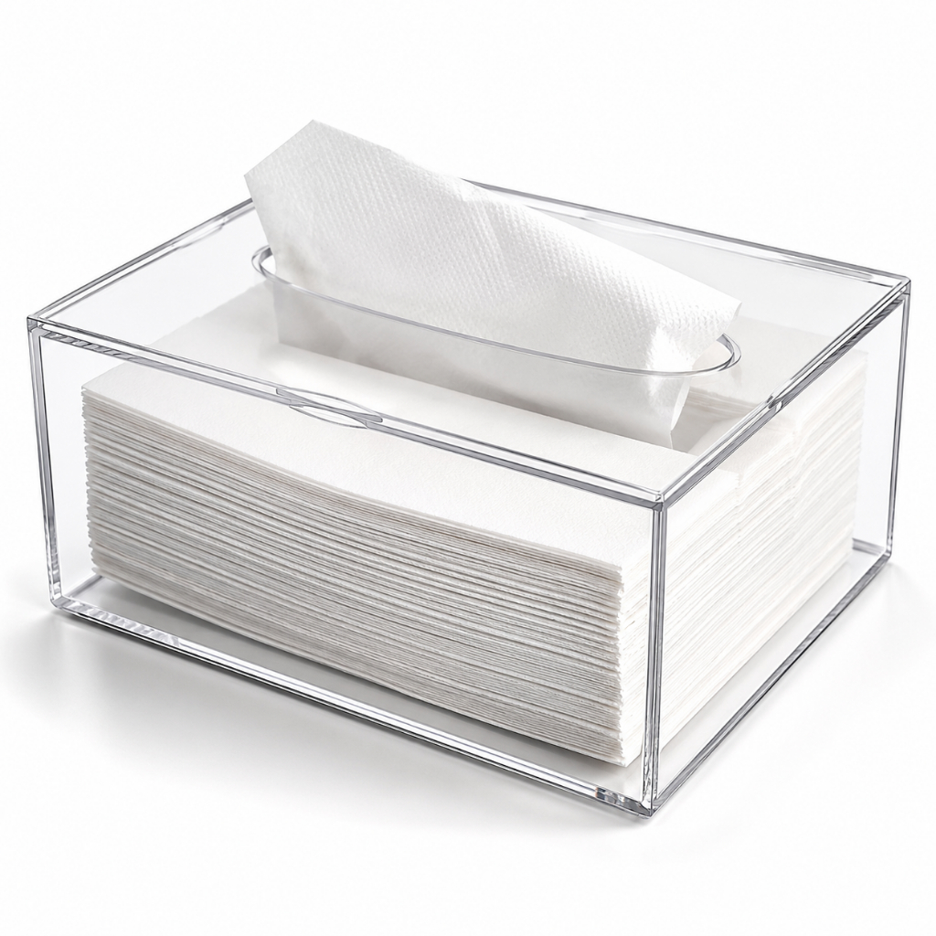 Caixa Dispenser Interfolha Porta Lenço Papel Toalha De Mesa Transparente Trabalho Recepção Banheiro