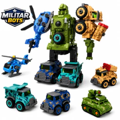Robô Monta Desmonta 5 em 1 Carrinhos Brinquedo Menino Polícia Bombeiro Militar