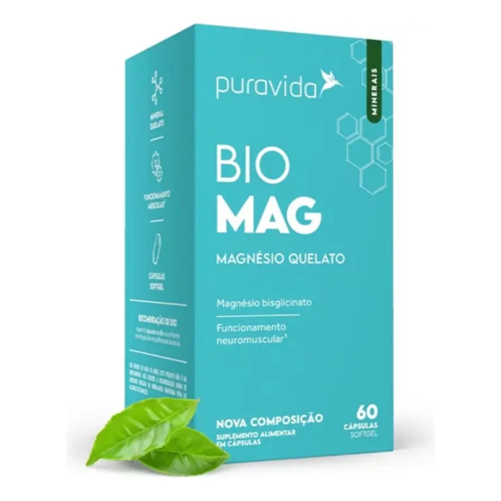 Suplemento Magnésio 60 Cápsulas Pura Vida Sabor Neutro