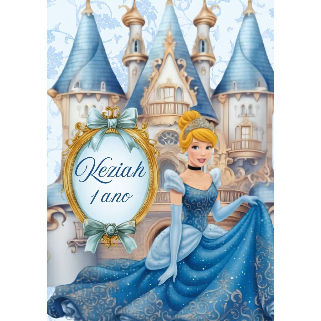 Sacolinha Personalizada Cinderela Tamanho M - Lembrancinha aniversário infantil 10x15x20x40 unidades