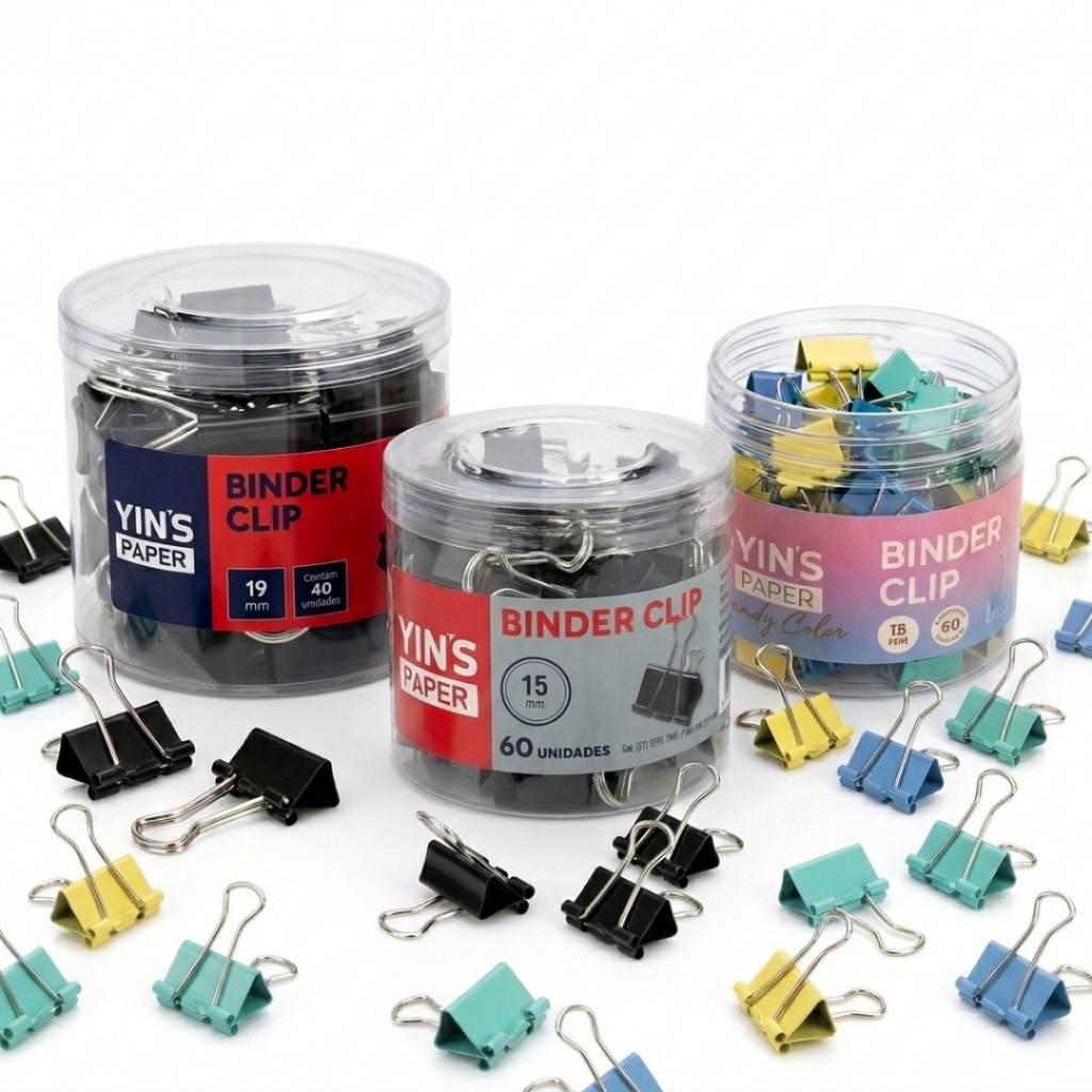 Prendedor De Papel Binder Mini Clip Kit Tons Pastéis E Preto Grampo Escolar Escritório 15mm 60un