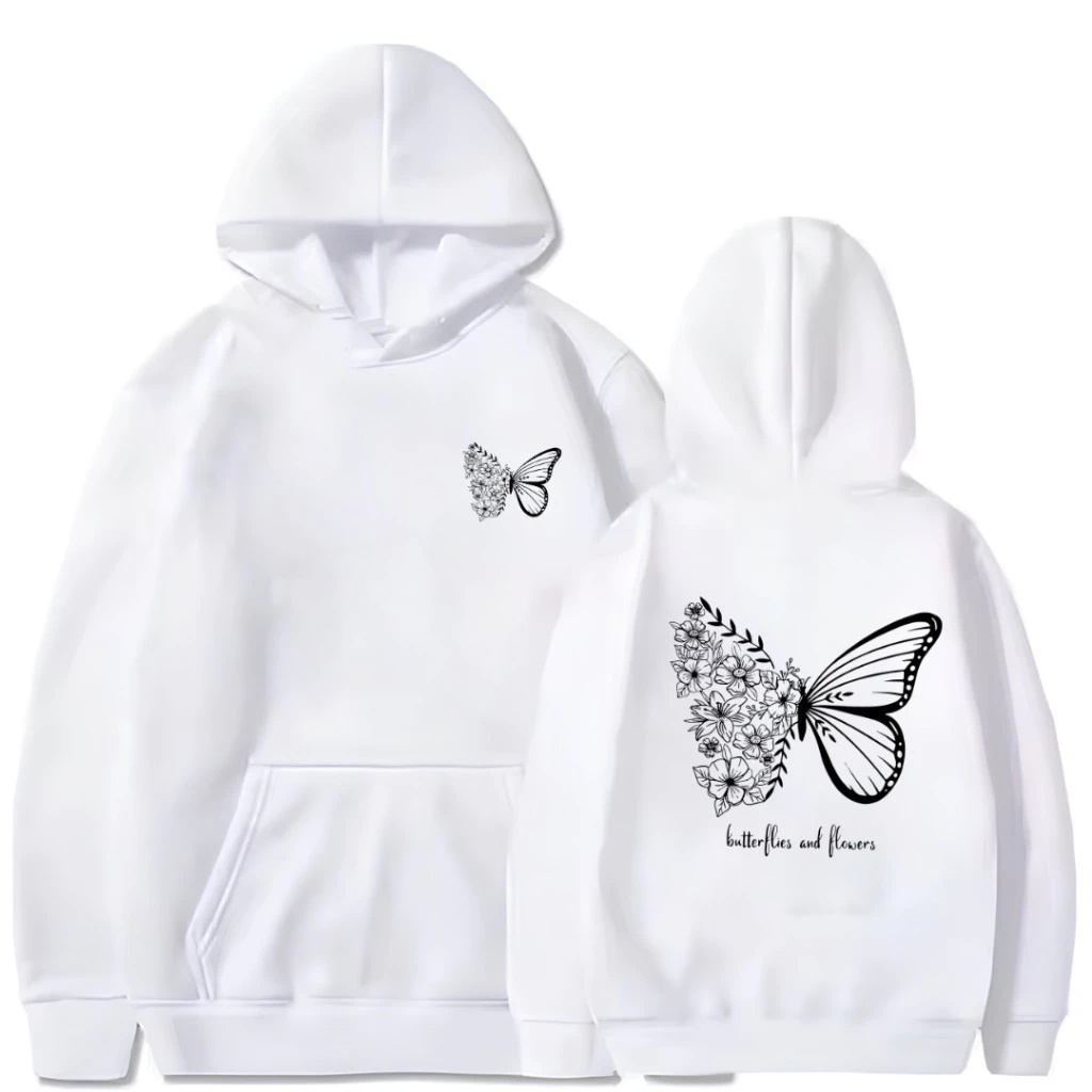 Casaco Moletom Flanelado Canguru Estampa Criativa Capuz Nome Frase Inverno Look Borboleta