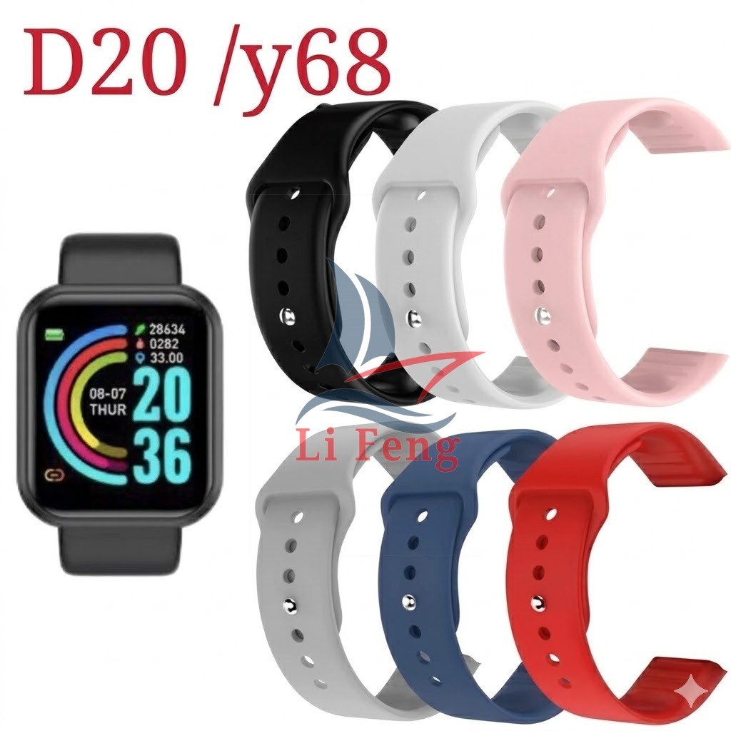 Pulseira Silicone Colorida para Smartwatch D20 / D13 / 116 Plus / Y68 – Conforto e Estilo