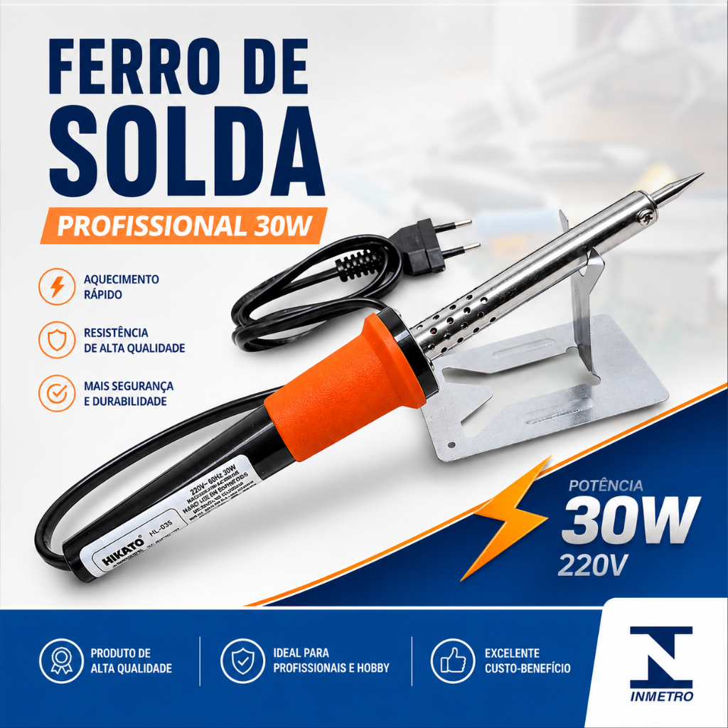 Ferro de Solda 30W Profissional 110V/220V – Artesanato, Eletrônica e Reparos de Precisão Soldar Alumínio e estanho