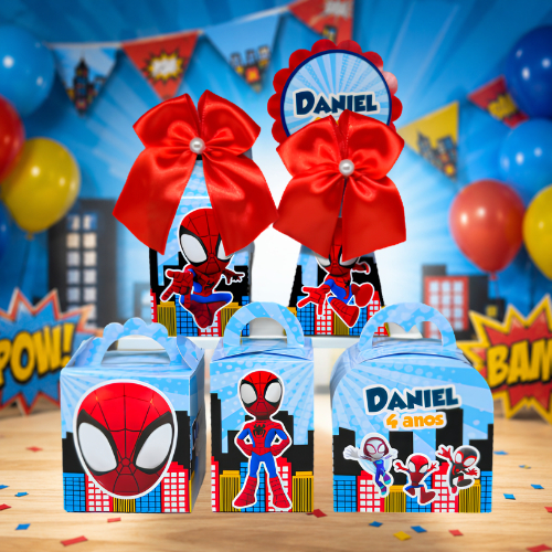 Kit Festa Homem Aranha  Personalizado Pegue e Monte Lembrancinhas Infantil Caixinhas Personalizadas