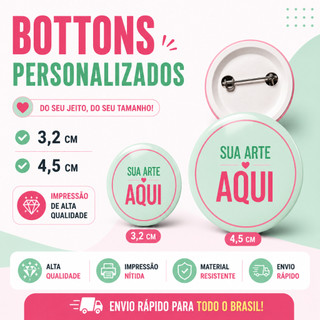 Botton Personalizado 3,2cm 4,5cm Botão Broche Pin com Foto Logo Frase Arte Personalizada