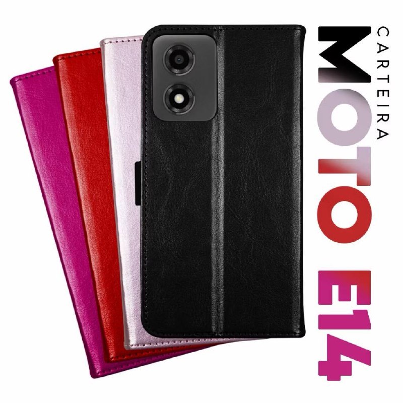 Capa Case Carteira Flip Cover Capinha Protetora 360 Para Todos Modelos MOTOROLA E14