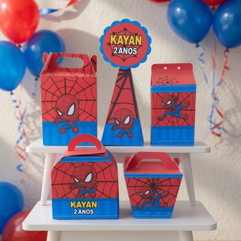 Kit Caixas Homem Aranha Cute / PEGUE E MONTE Personalizada /Lembrancinha de Festa /Aniversário