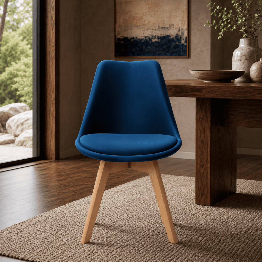 Kit 2 Cadeiras Charles Eames Leda Veludo Luisa Saarinen Estofada Base Madeira · foto 2