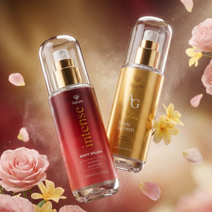 Kit 2 Body Splash Sexy Intense e Shine Agapis Beauty 200ml Fragrância Sedutora Desodorante Corporal Colônia