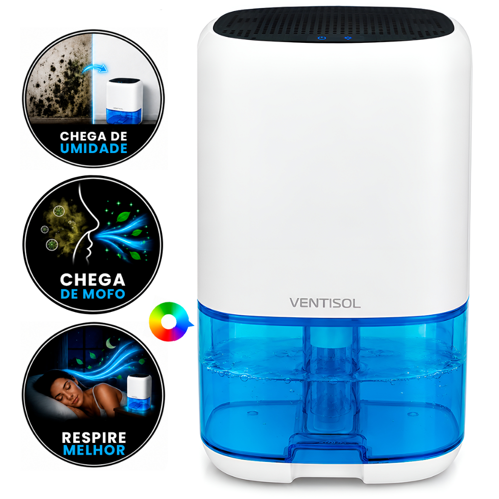 Desumidificador De Ar Ventisol 1L Bivolt Controle De Umidade