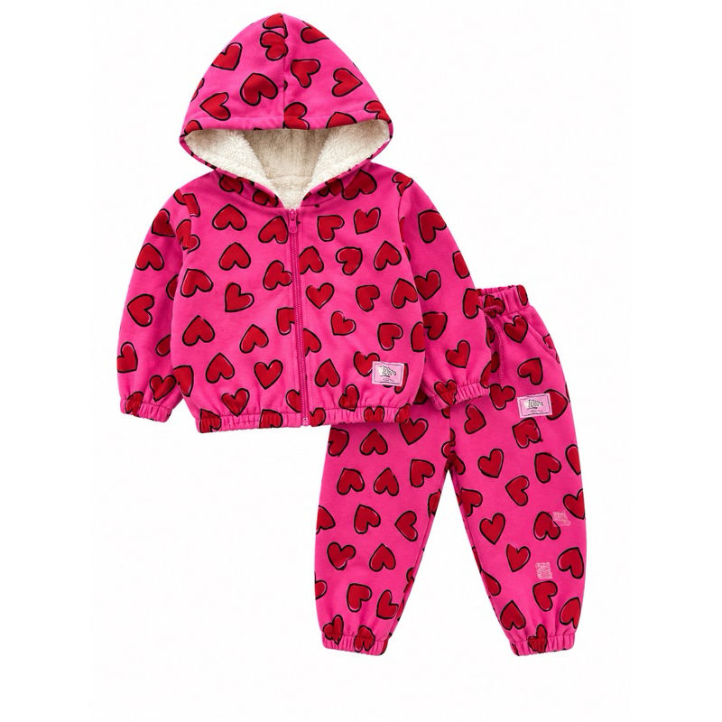 Conjunto Infantil Feminino Peluciado com Capuz – Quentinho e Confortável- Para as Meninas - Infantil- Juvenil