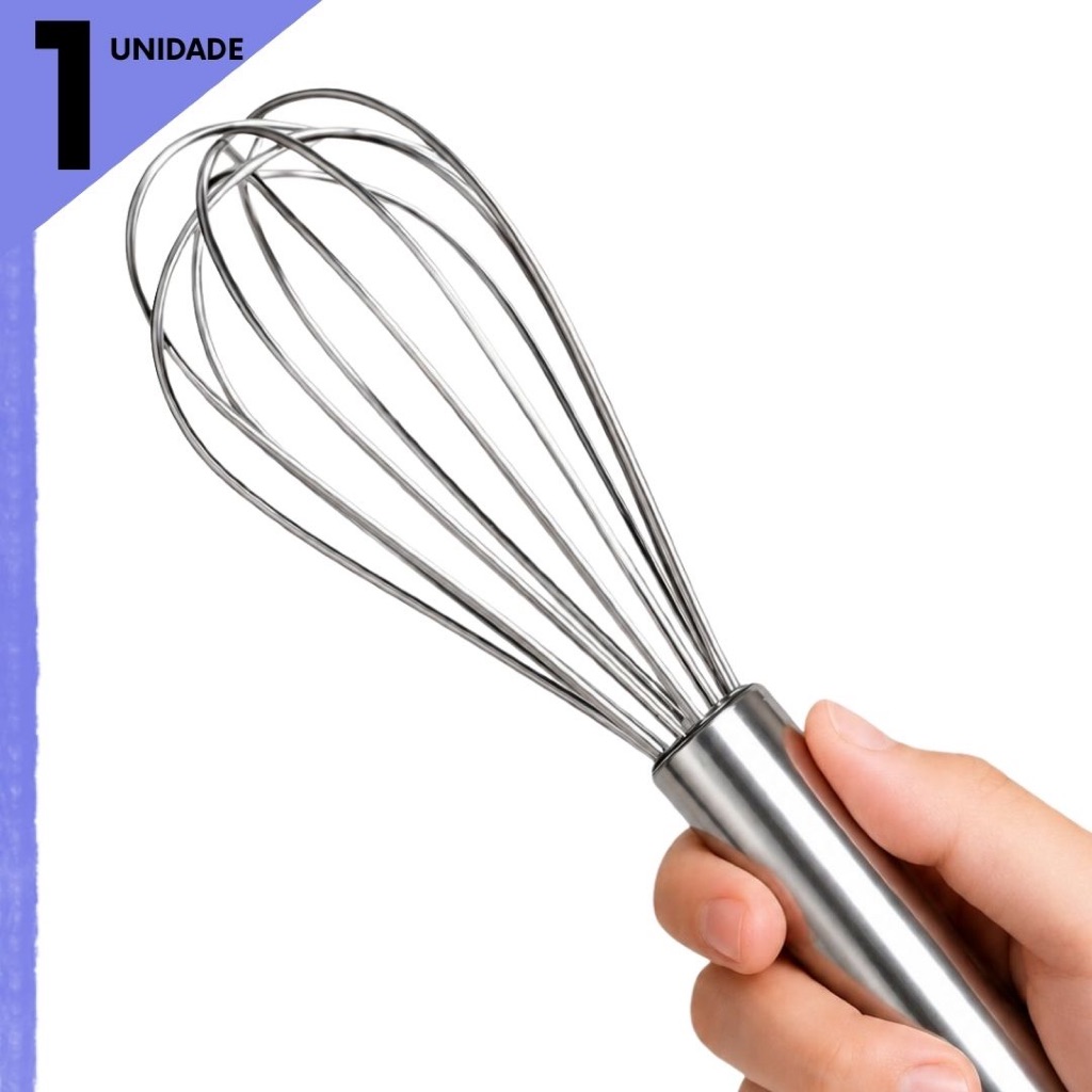 Batedor de Ovos Fouet Inox Manual Mixer Batedeira Clara em Neve Creme Fue Utensílio de Cozinha