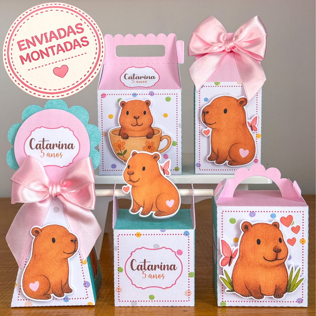 Kit Festa Personalizado Capivara - Caixinhas para Lembrancinhas de Festa Aniversário