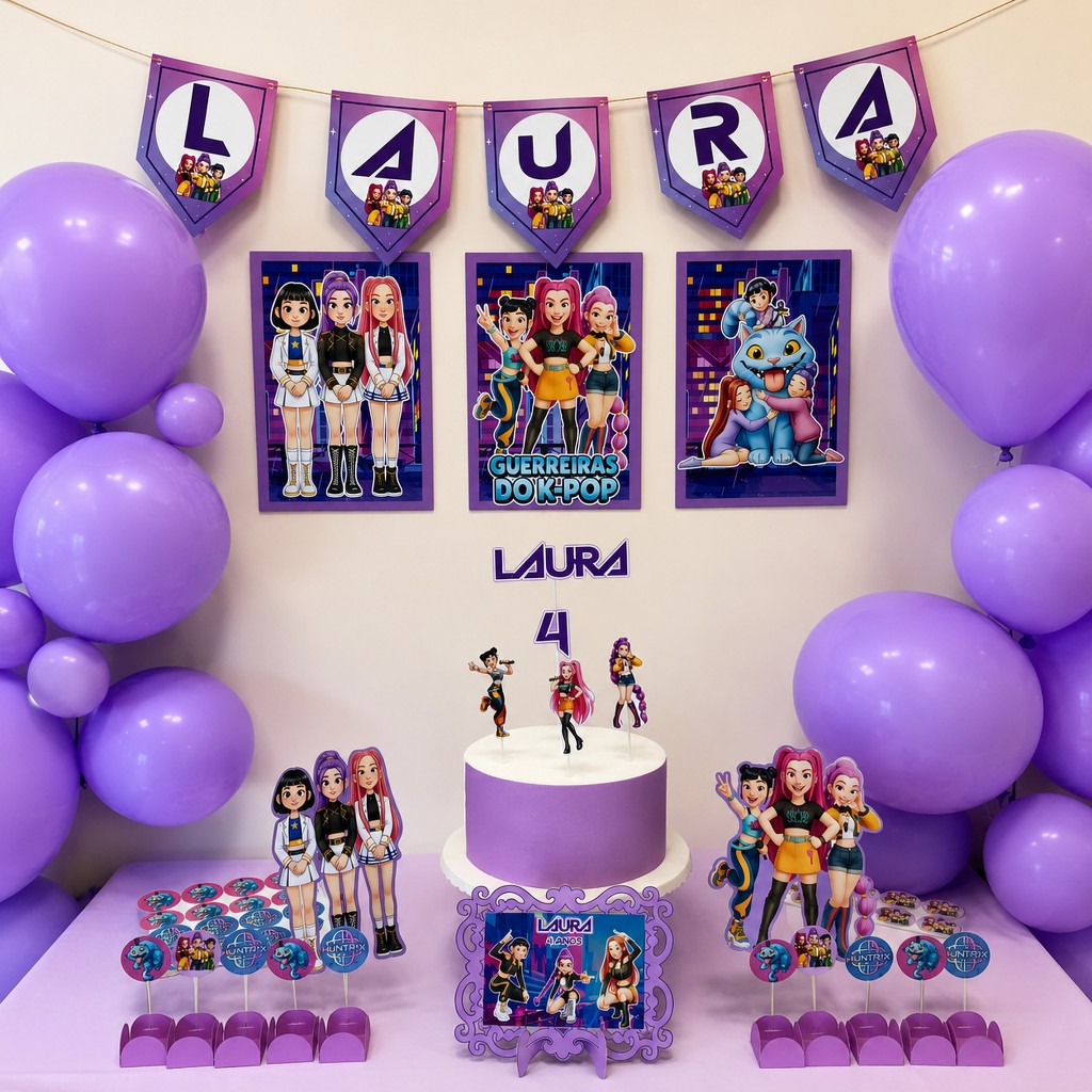 Kit Festa Guerreiras do K-Pop l 50 Itens l Lembrancinha l Personalizados l Aniversário