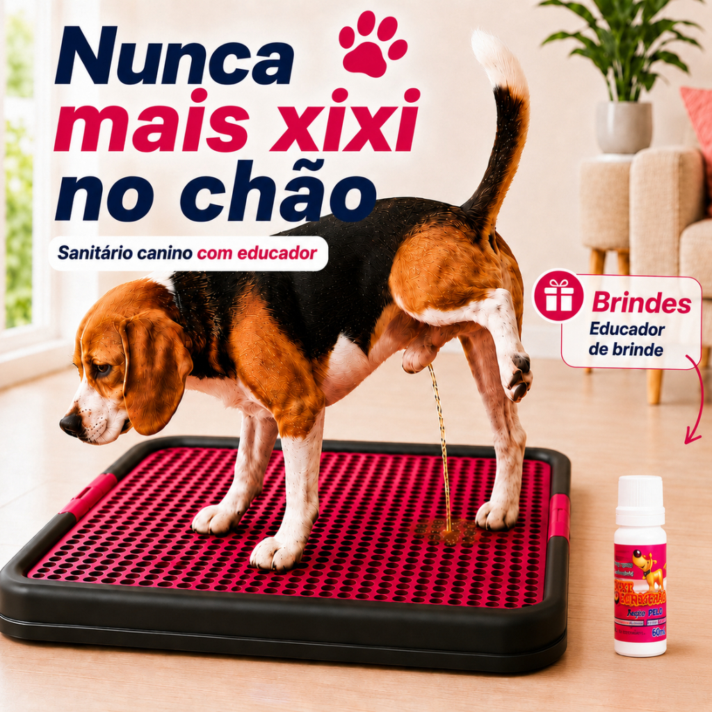 Sanitário Canino Rosa com Educador Pet Lavável Banheiro Higiênico Xixi Cachorro