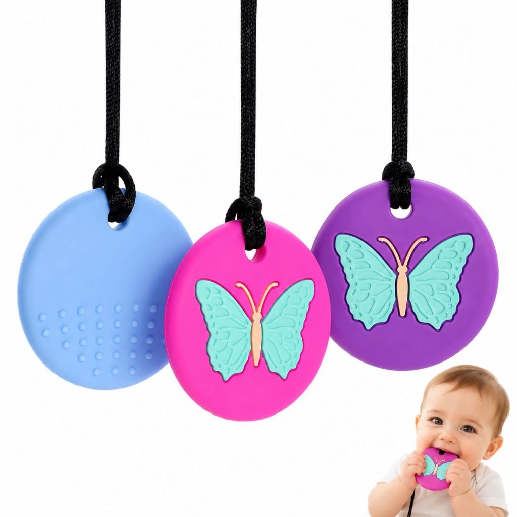 Colar Mordedor Autismo Anti Stress TOD TDAH Sensorial Borboleta