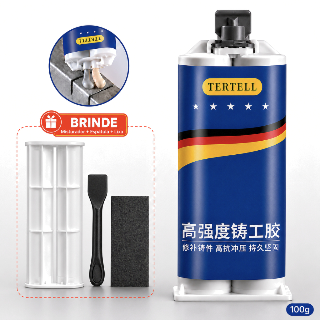 Cola para Metal AB 100g Solda Fria Reparo Industrial Resistente ao Calor Ferro Aço Alumínio