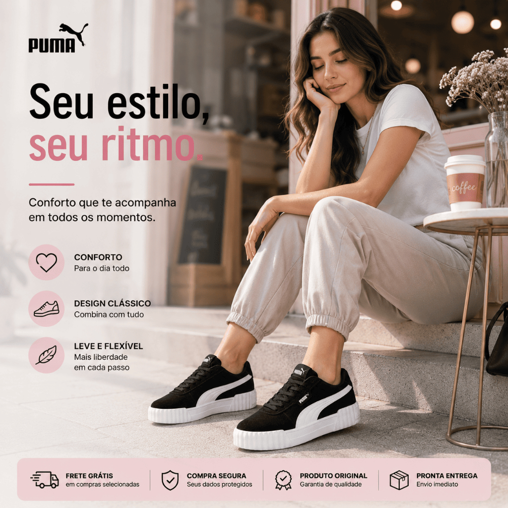 Tênis Feminino Puma Carina 3.0 Camurça Lançamento Original