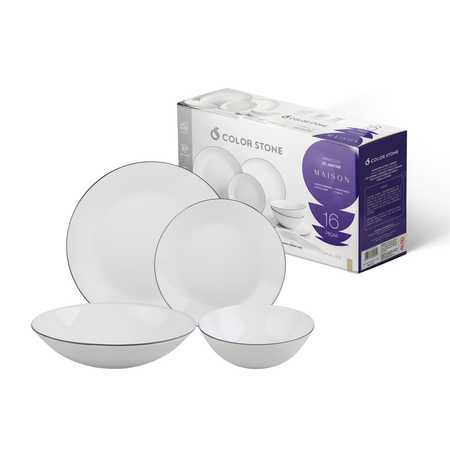 Imagem Aparelho de Jantar 16 Peças Maison Branco com Bowls para 4 Pessoas Design Moderno