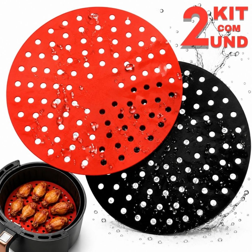 Kit 2 Tapete Redondo Silicone airfryer Universal Fritadeira
