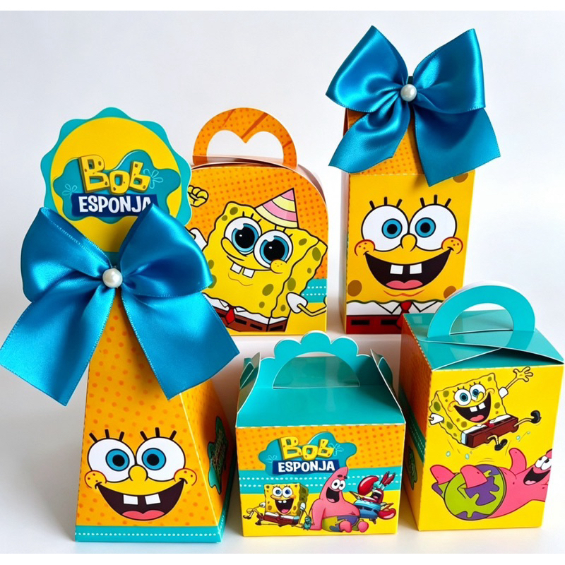 Kit caixinhas personalizadas Bob Esponja Calça quadrada PEGUE E MONTE lembrancinha festa infantil