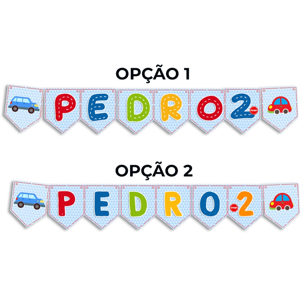 Varal Banner Bandeirola Personalizada CARRINHOS- Aniversário Infantil- Decoração de festa